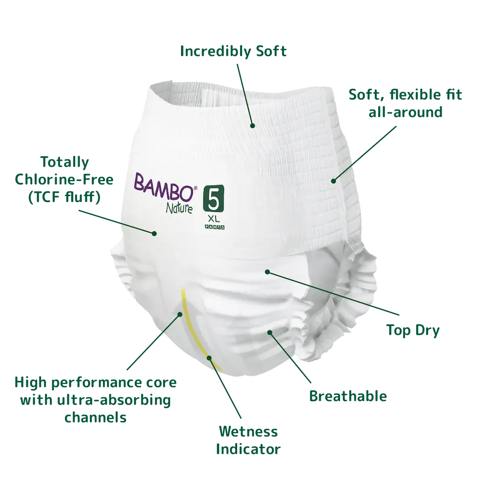 Bambo Nature Premium Baby Pants Diapers for Babies, XL Size (11-17 Kgs) - Mamadada
