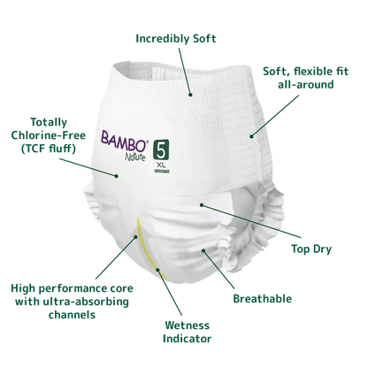 Bambo Nature Premium Baby Pants Diapers for Babies, XL Size (11-17 Kgs) - Mamadada