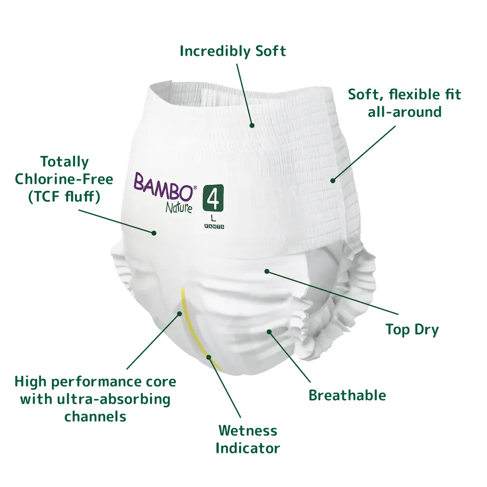 Bambo Nature Premium Baby Pants Diapers for Babies, Large Size (7-12 Kgs) - Mamadada
