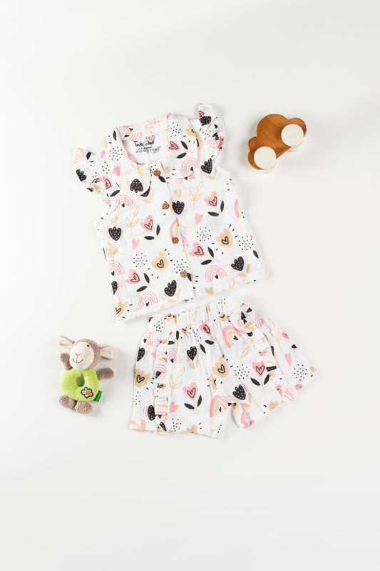 MUSLIN PETER PAN COLLAR JABLA WITH SHORTS KH AVACADO