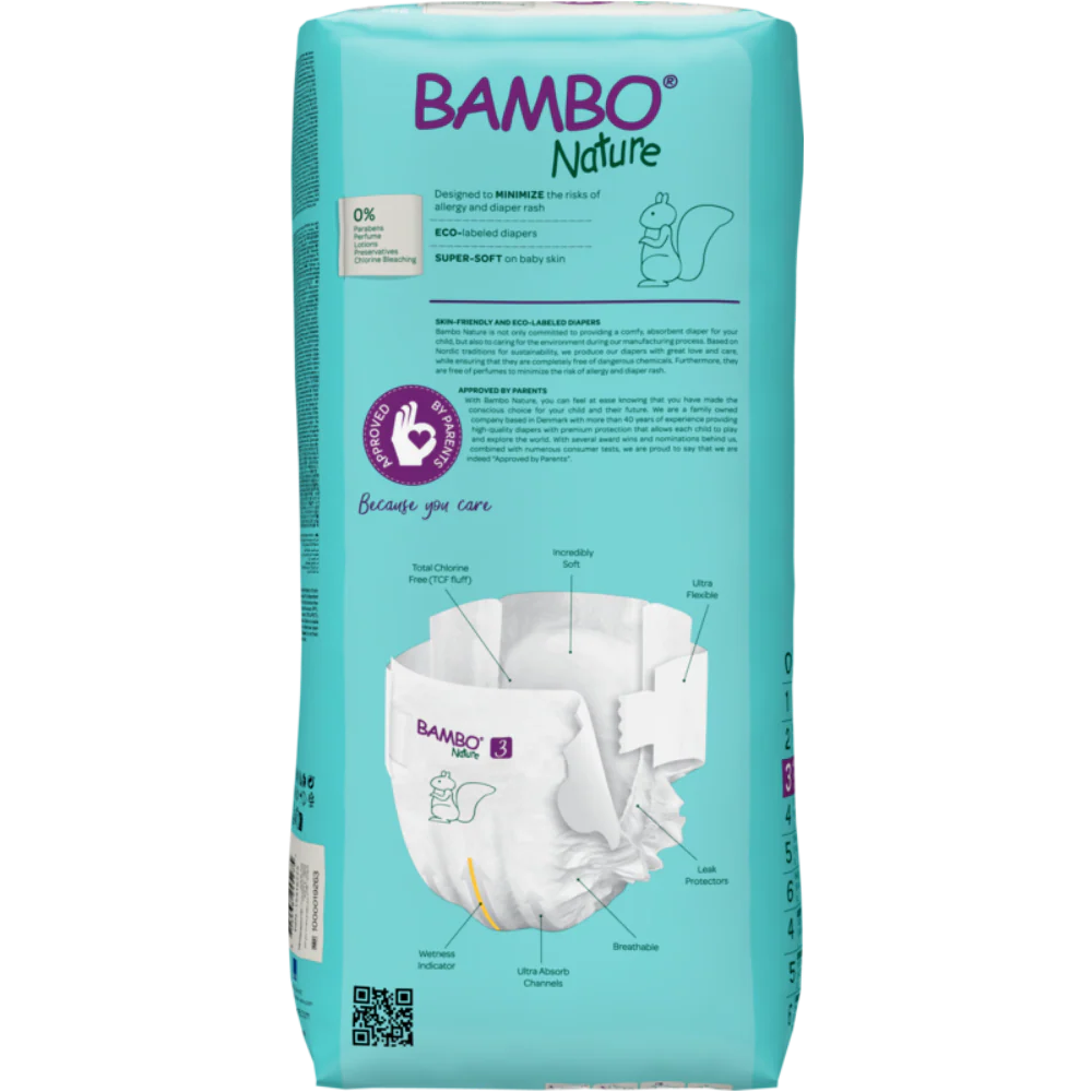 Bambo Nature Premium Baby Tape Diapers for Babies, Medium Size (4-8 Kgs) - Mamadada