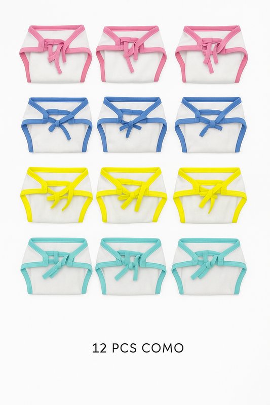 12 Pcs Tie Nappy Combo – Multi Colour