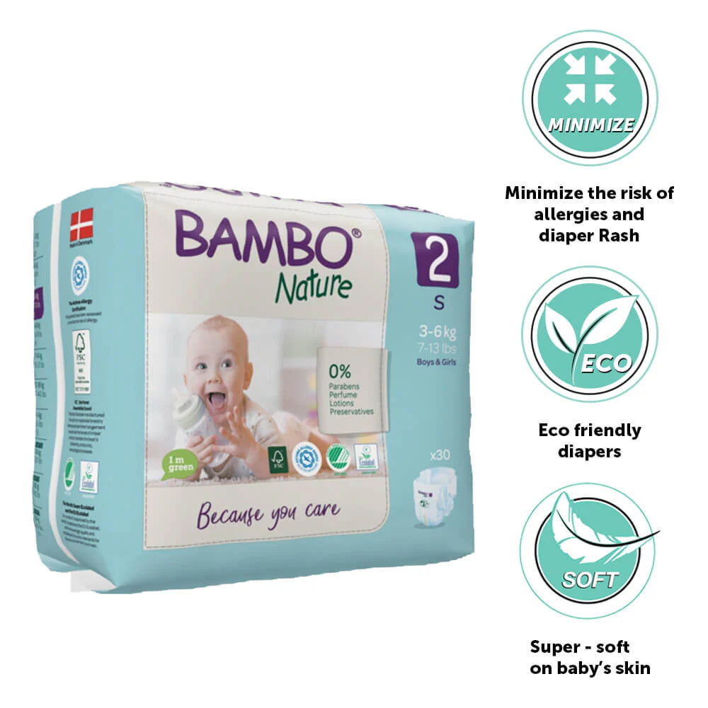 BAMBO NATURE TAPE DIAPERS (S) - Mamadada