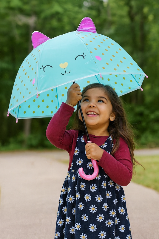 Mint Cat Umbrella with 3D Ears