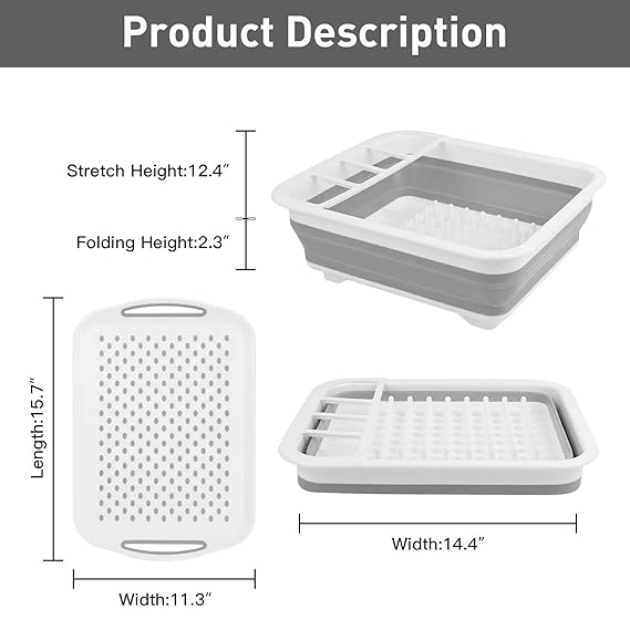 Foldable Kitchen Drain Rack – Space Saving Dish Drying Rack with Utensil Holder - Mamadada