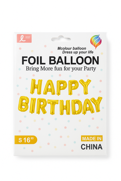 HAPPY BIRTHDAY Foil Balloon Banner – Gold