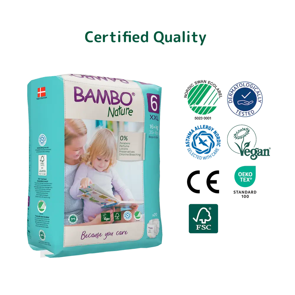 Bambo Nature Premium Baby Tape Diapers for Babies, XXL Size (16+ Kgs) - Mamadada