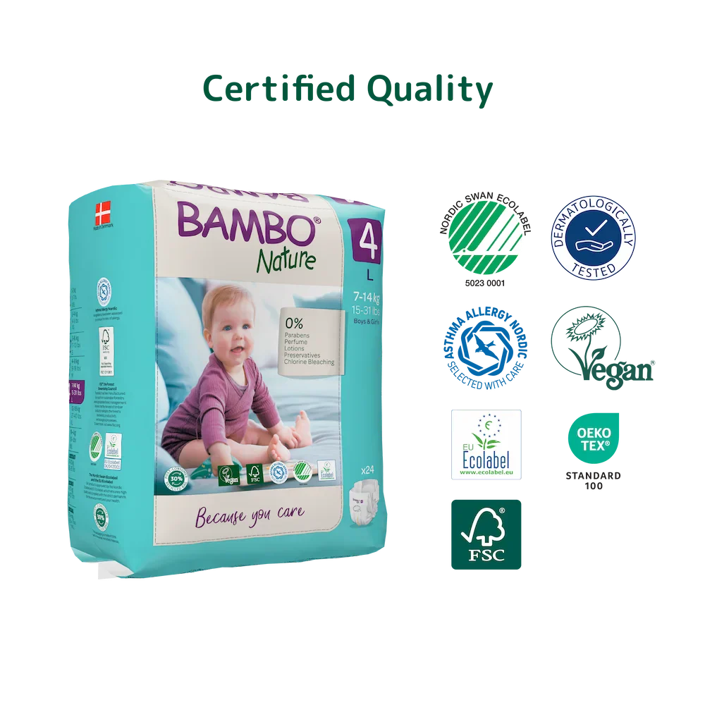 Bambo Nature Premium Baby Tape Diapers for Babies, Large Size (7-14 Kgs) - Mamadada