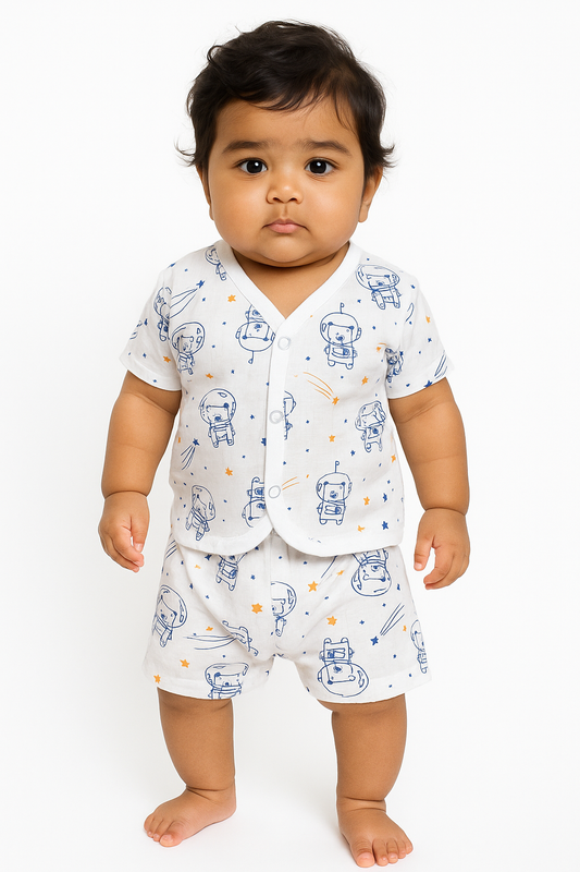 Astronaut Muslin Jabla & Shorts Set