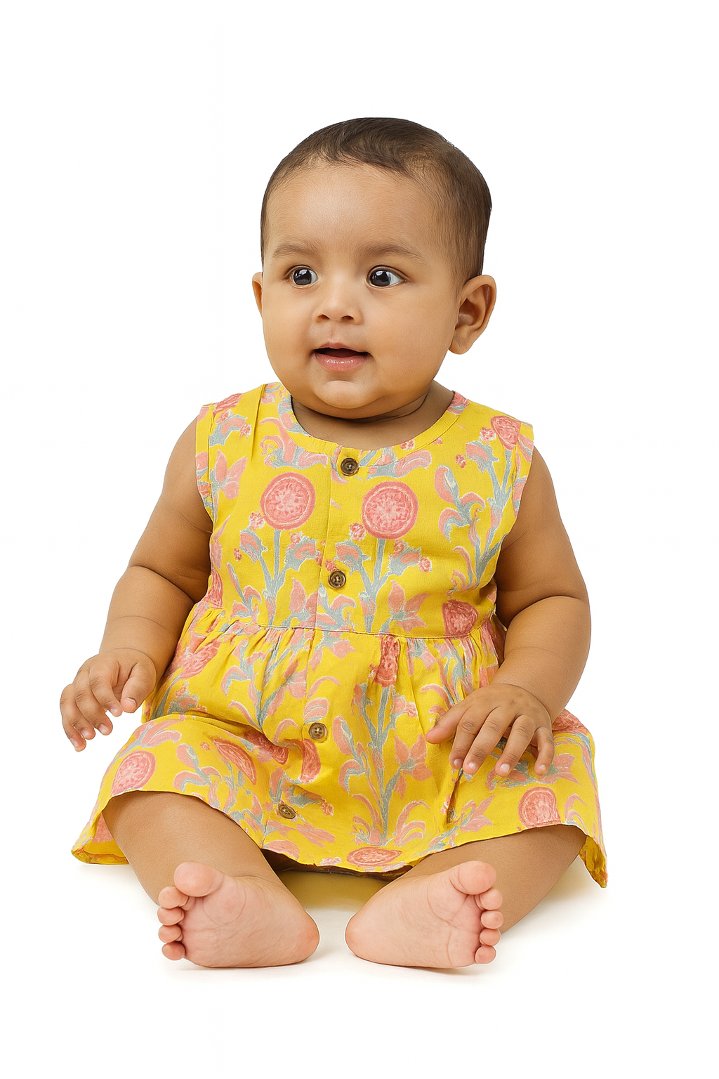 Yellow Floral Cotton Frock