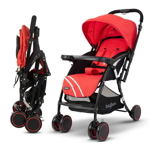 Baybee Portable Infant Baby Stroller for Babies with 3-Position Adjustable Seat & Canopy-RED