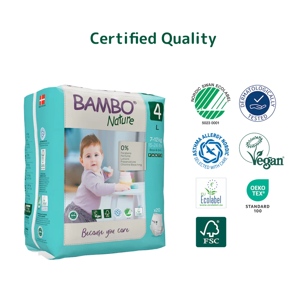 Bambo Nature Premium Baby Pants Diapers for Babies, Large Size (7-12 Kgs) - Mamadada
