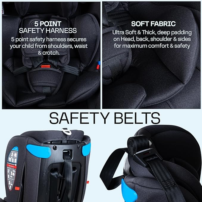 Baybee Convertible Car Seat for Baby 0 to 12 Years ISOFIX, 3 Position Recline - Mamadada