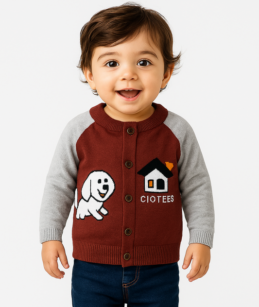 Puppy House Knit Winter Cardigan