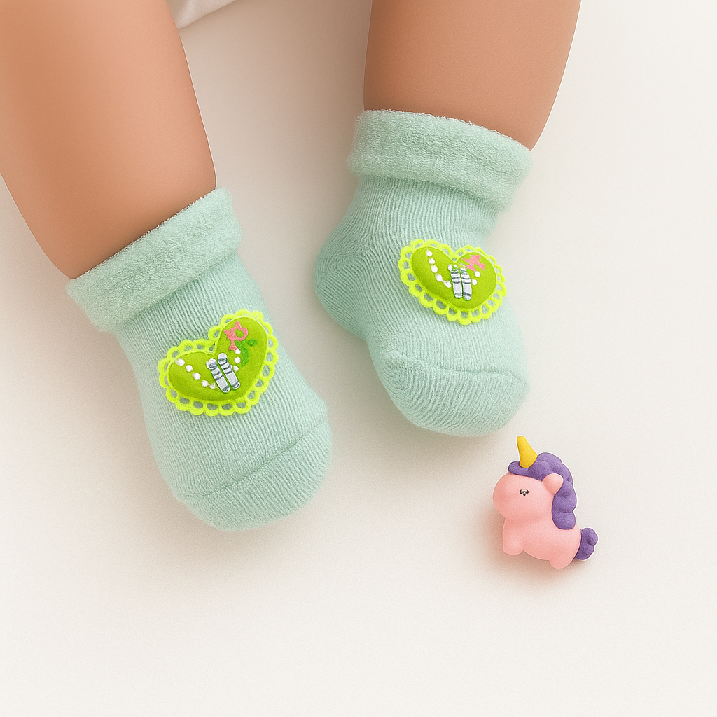Lime Heart Baby Socks