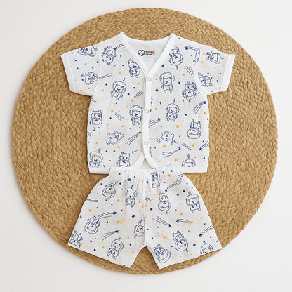 Astronaut Muslin Jabla & Shorts Set