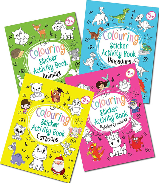 PEGASUS - Set of 4 Colouring Sticker Activity Book for 3+ Years Kids