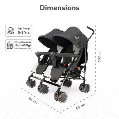 Ginny &Jhonny Stroller-Blackgrey R FOR RABBIT