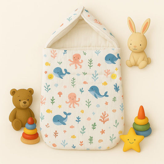 Ocean Theme Baby Sleeping Bag – Whale And Dolphin Print