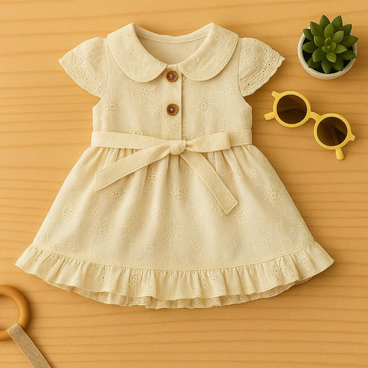 Cream Embroidered Frock