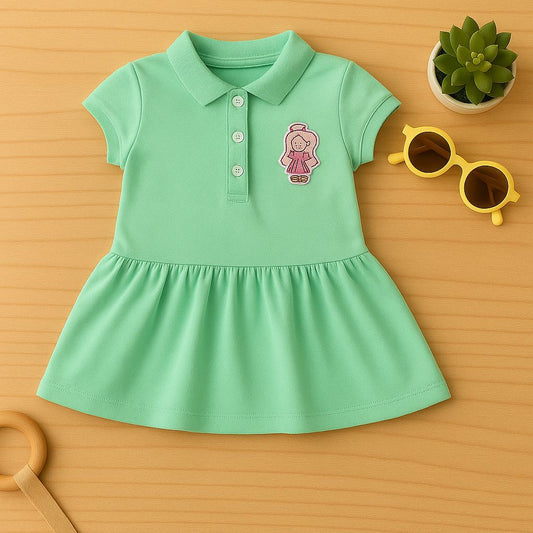 Mint Green Polo Dress with Cute Patch