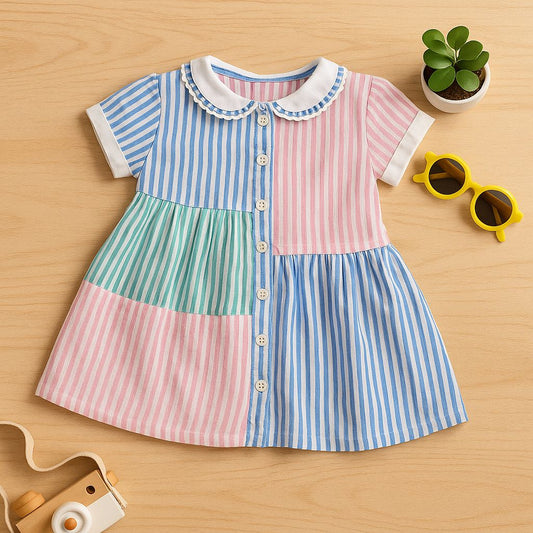 Multicolor Striped Button-Down Dress