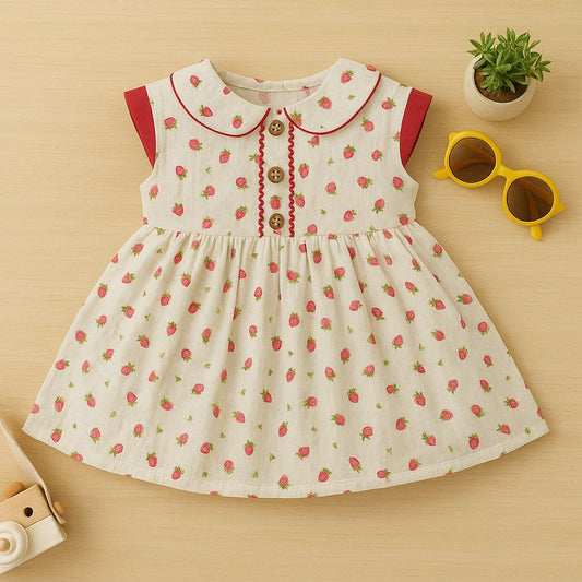 Strawberry Printed A-Line Dress