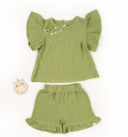 Sage Green Bloom Ruffle Co-ord Set