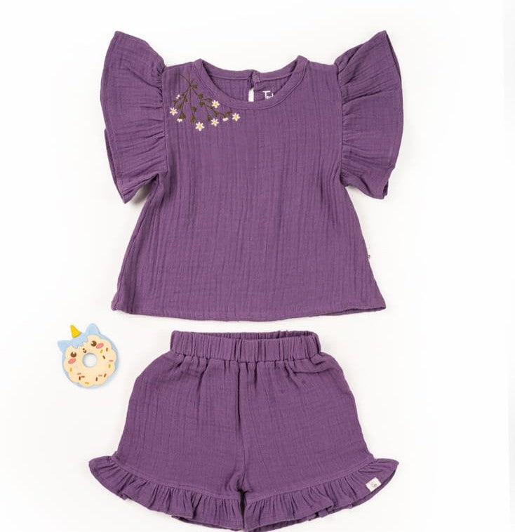 Lavender Bloom Ruffle Co-ord Set