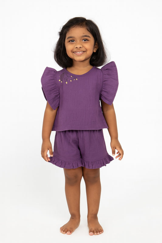 Lavender Bloom Ruffle Co-ord Set