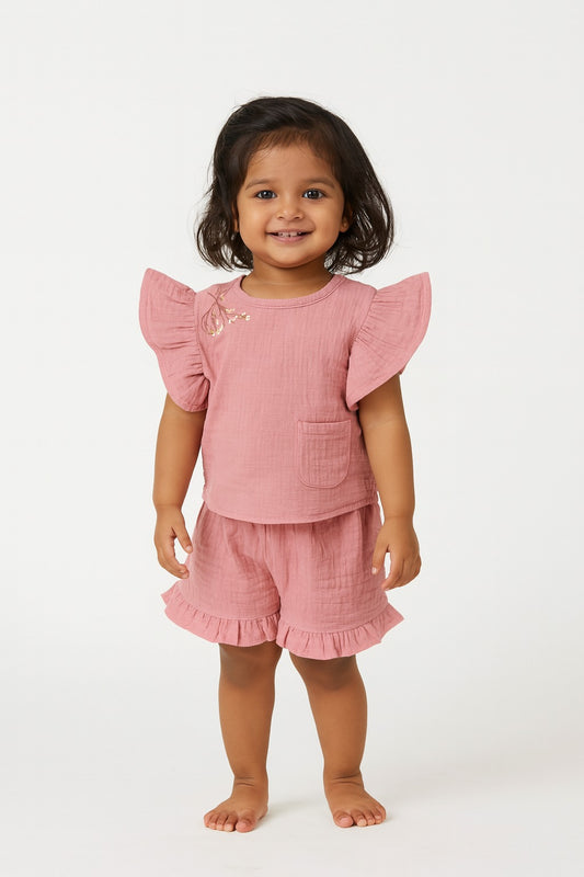 Rose Petal Ruffle Co-ord Set