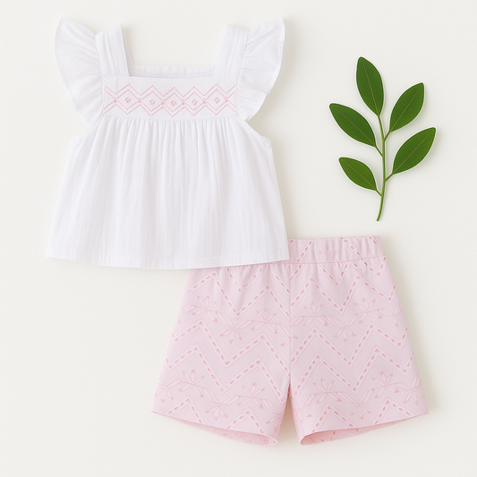 KOPA PINK ZIGZAG TRAIL SHORTS SET