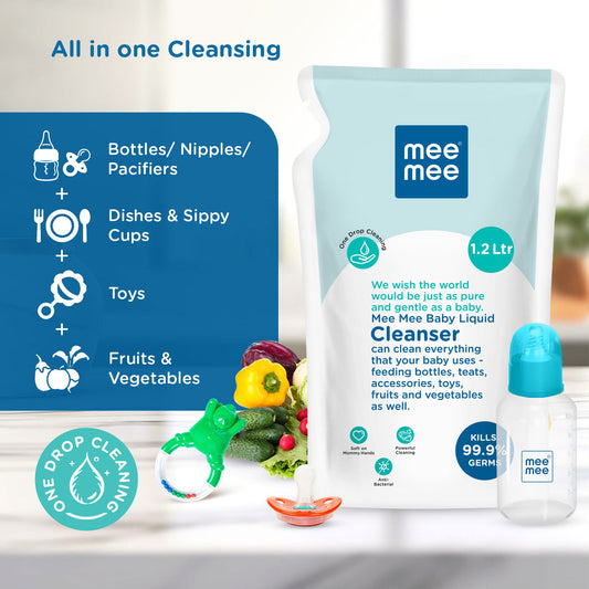 Mee Mee Anti-Bacterial Baby Liquid Cleanser Refill Pack 1.2L – Gentle Baby Laundry Detergent
