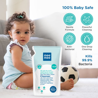 Mee Mee Anti-Bacterial Baby Liquid Cleanser Refill Pack 1.2L – Gentle Baby Laundry Detergent
