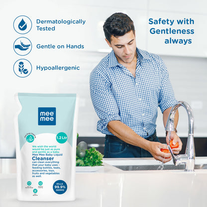 Mee Mee Anti-Bacterial Baby Liquid Cleanser Refill Pack 1.2L – Gentle Baby Laundry Detergent
