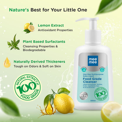 Mee Mee Multipurpose Baby Liquid Cleanser – 500ml | Food-Grade & Gentle