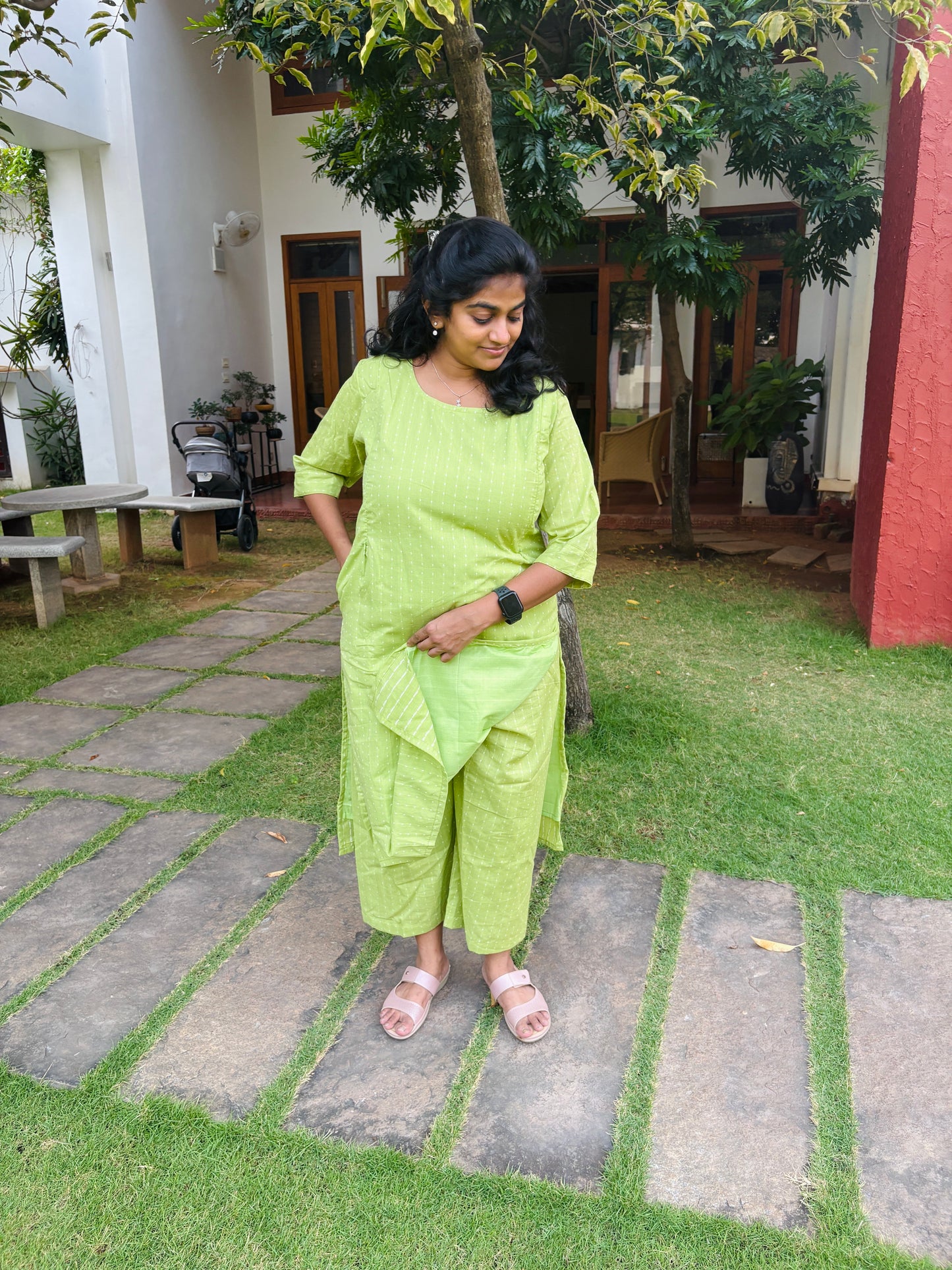 POLKA GREEN MATERNITY CO ORDS