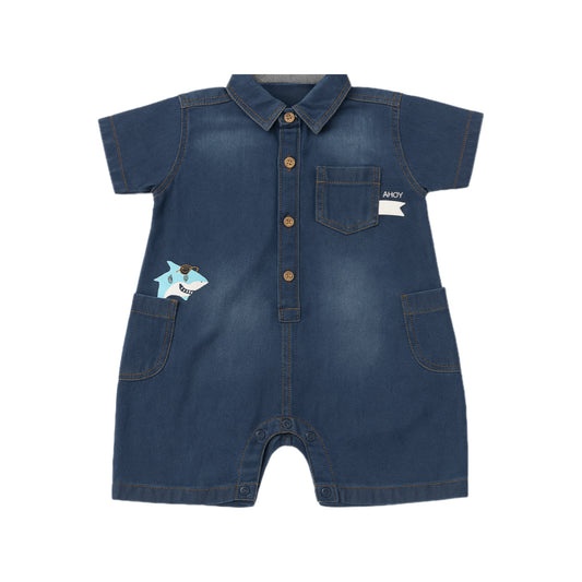 340-DARK BLUE BOYS ROMPERS
