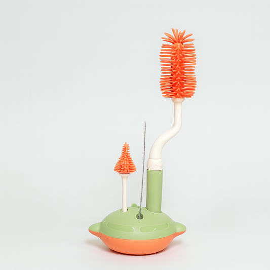 Silicone Foldable Bottle Drying Rack with Cleaning Brush - Mamadada