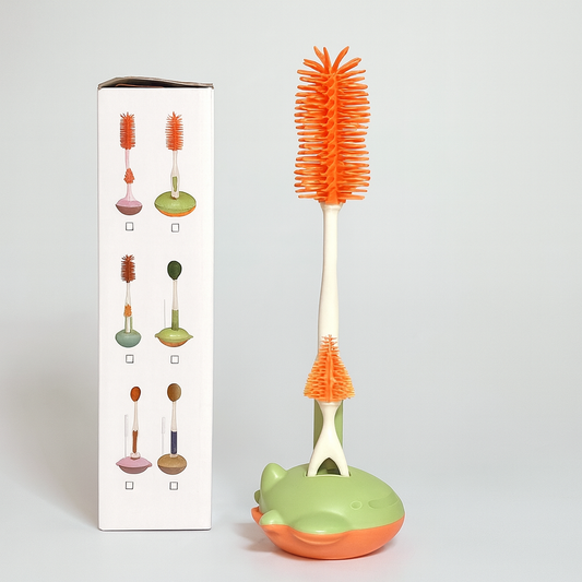 Silicone Foldable Bottle Drying Rack with Cleaning Brush - Mamadada