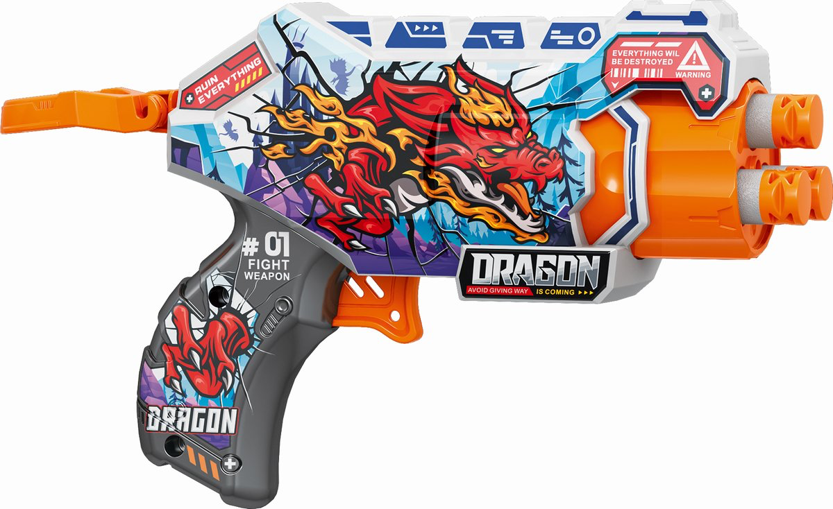 Dragon Fury Toy Gun – 6-Shot Soft Dart Blaster for Kids - Mamadada