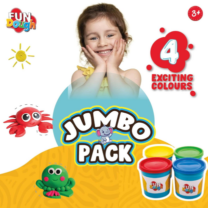 Funskool FunDough Jumbo Pack – 4 Exciting Colors - Mamadada