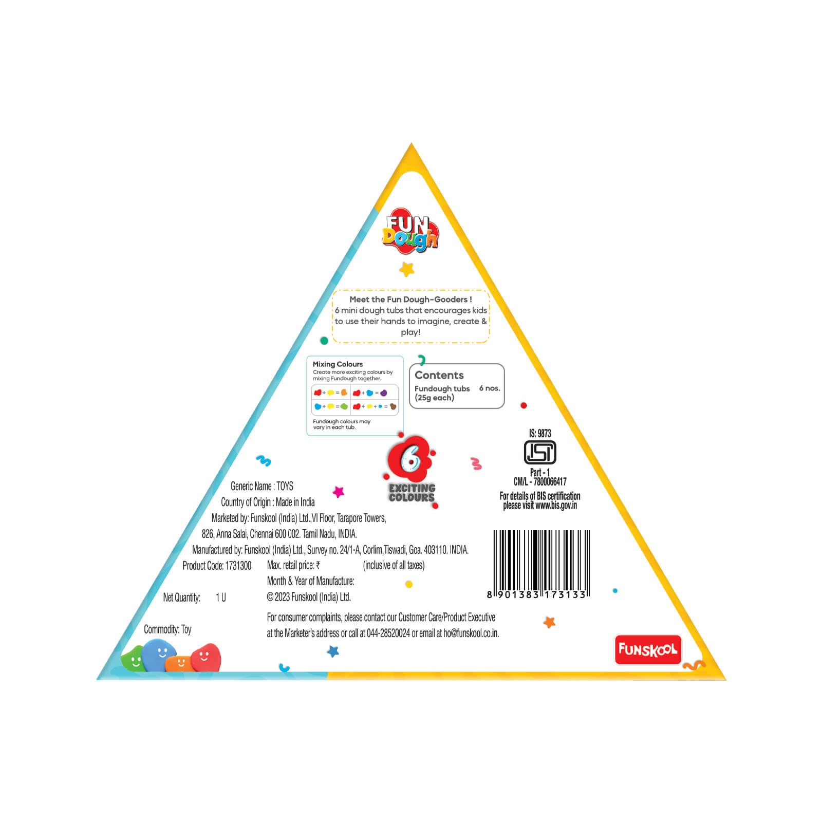 Funskool FunDough Mini Fun Pack – 6 Bright Colors - Mamadada