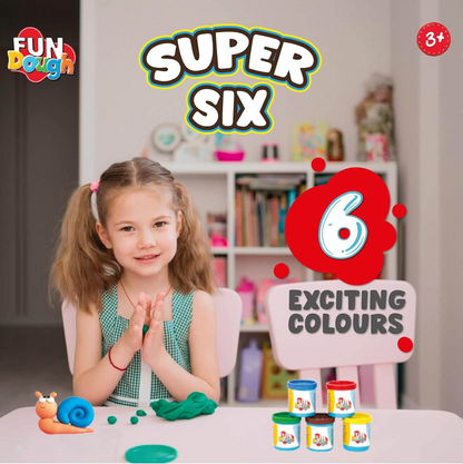 Funskool FunDough Super Six – 6 Tub Modeling Clay Set - Mamadada