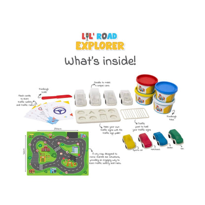 Funskool FunDough Lil’ Road Explorer – Traffic & Vehicle Play Set - Mamadada