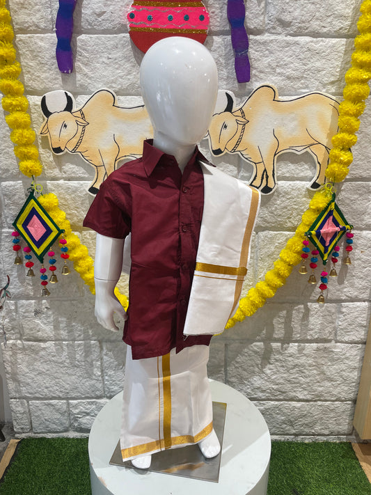 MEROON-WELLGROW DHOTHY SET