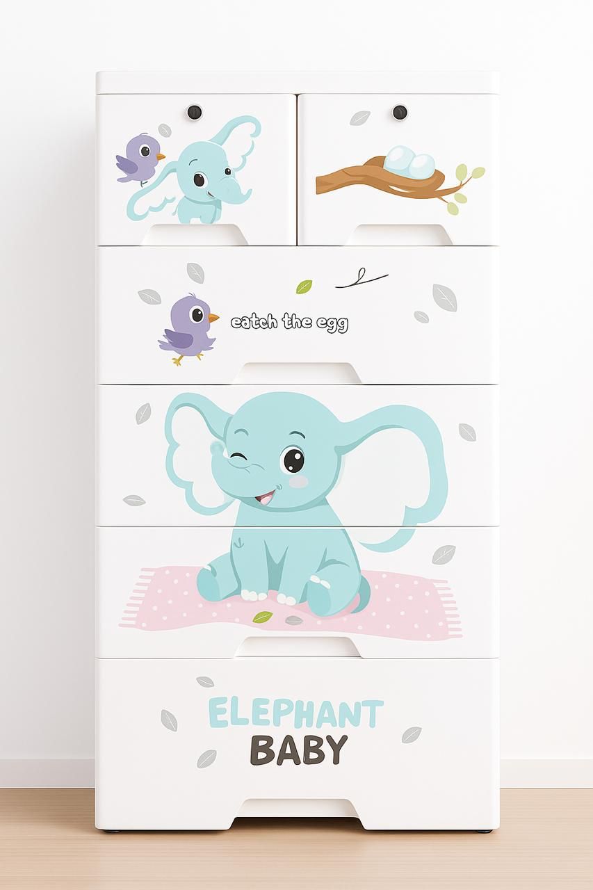 kida Animal-Themed Plastic Storage Drawers (4+2 Draw) - Mamadada