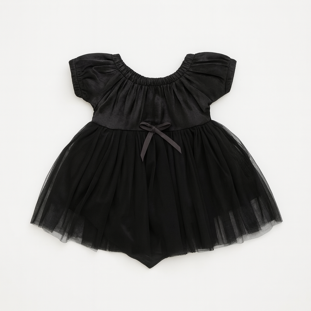 Stylish Party Wear Baby Frock – Black & Navy Blue - Mamadada