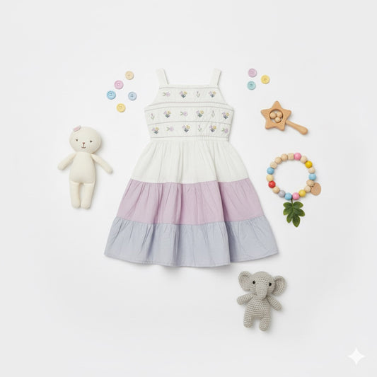 Lavender Dream Tiered Embroidered Dress - Mamadada