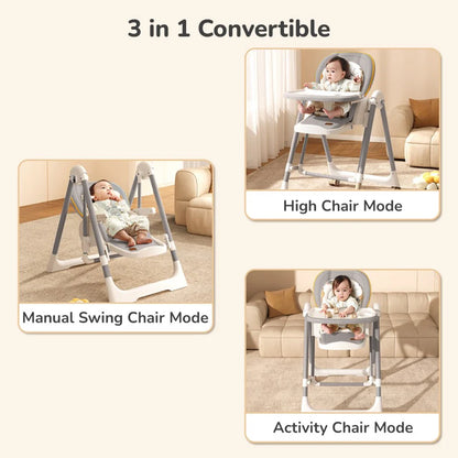 R FOR RABBIT-Marshmallow Smart High Chair For Kids 3-in-1 Multipurpose High Chair with Swing